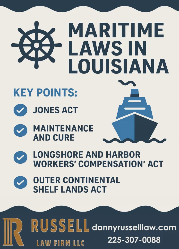 This image shows that the Key Points of Maritime law in Lousiana
